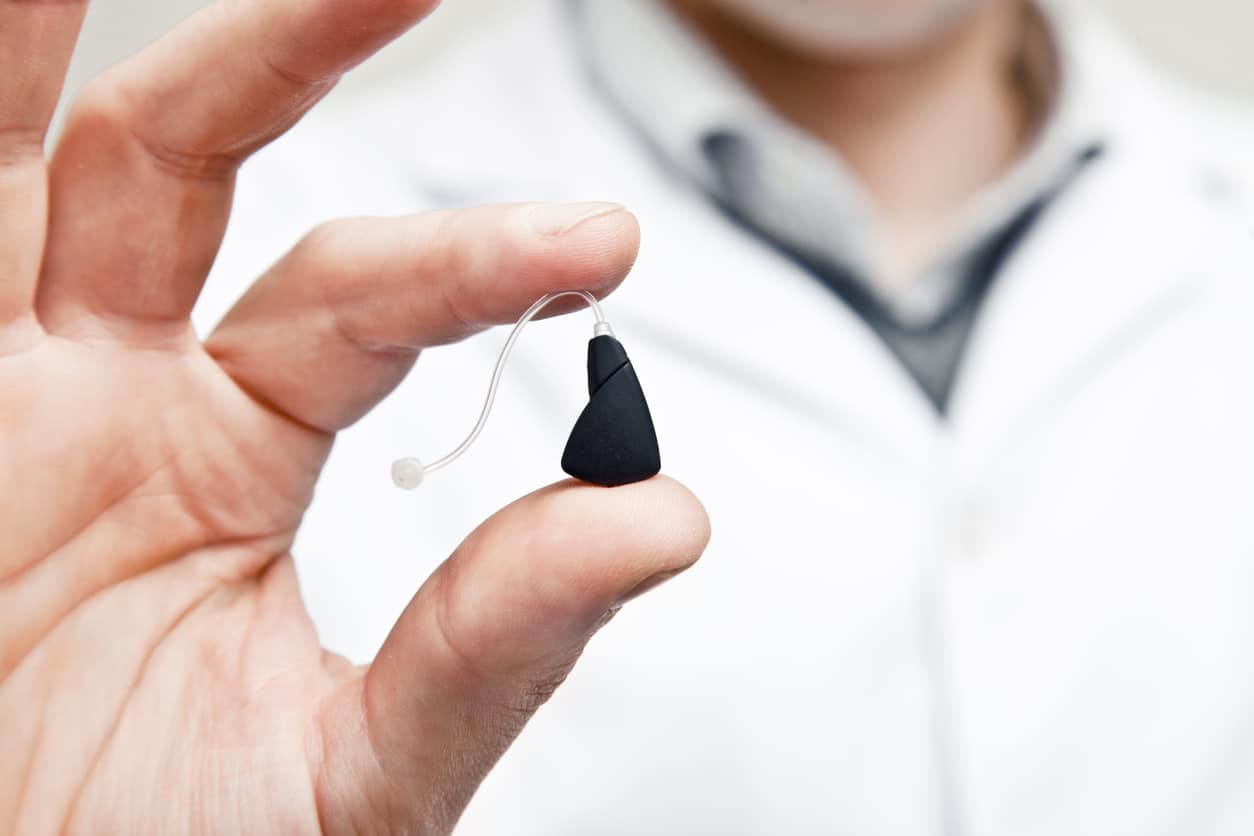 Close up of hearing aid