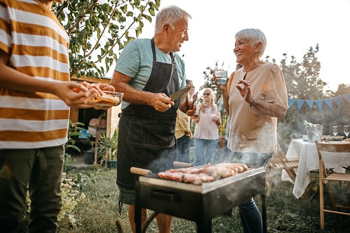 Family barbecue on a summer evening.
